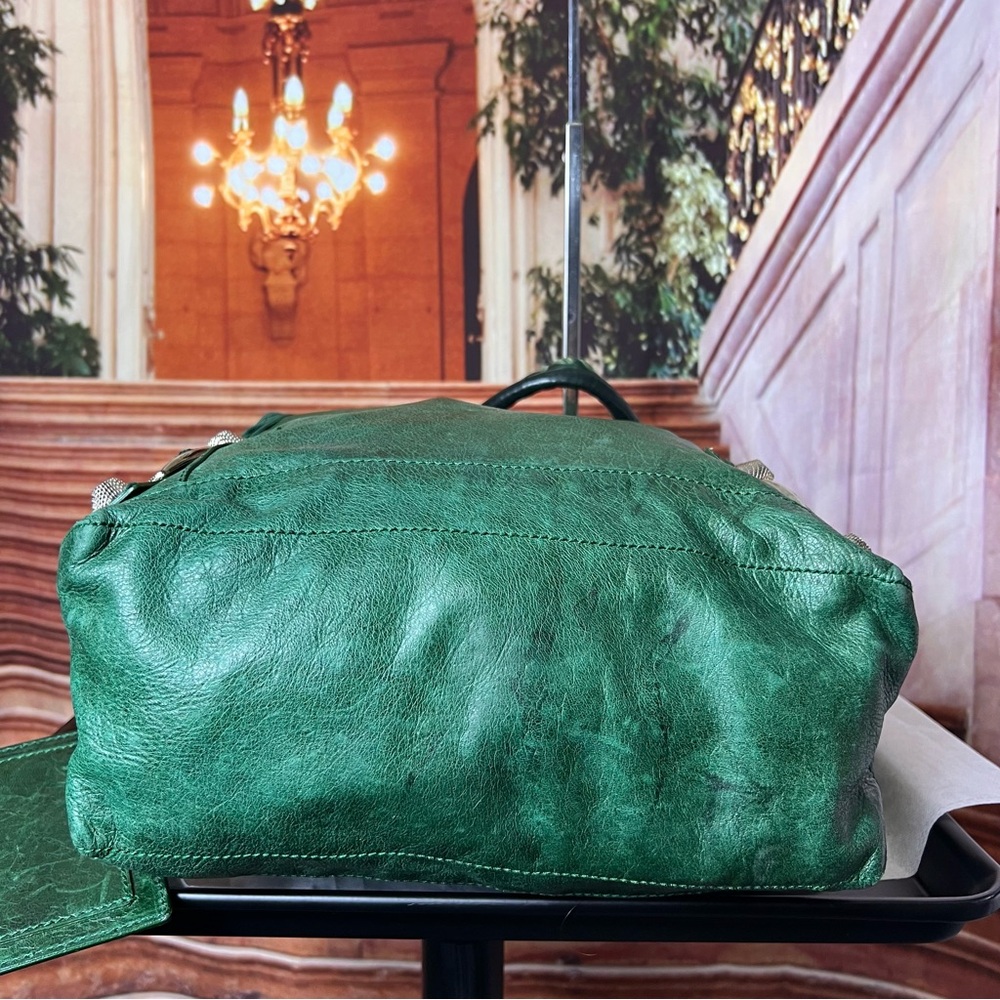 Balenciaga Motocross Classic Day Hobo Leather Bag, Authentic, Studded, Large 💚 - Picture 9 of 16